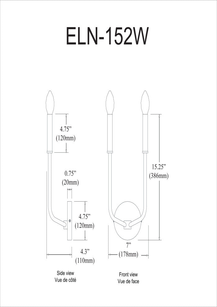 2-Light Incandescent Wall Sconce, Aged Brass