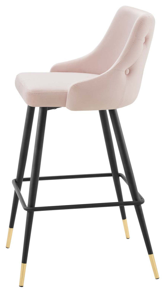 Bar Stool Chair Barstool, Set of 2, Velvet, Pink, Bar Pub Cafe Bistro Restaurant