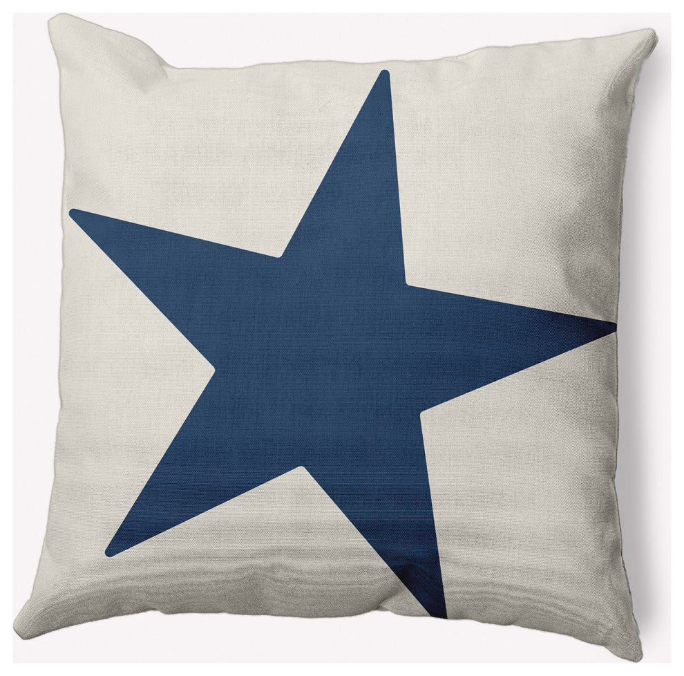 18x18" Big Star Nautical Decorative Indoor Pillow, Nautical Blue