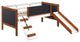 Benzara BM284033 Classic Wood Twin Loft Bed With Slide, Brown, White