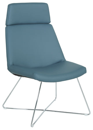 Geena Guest Chair, Dillon Blue With Chrome Sled Base