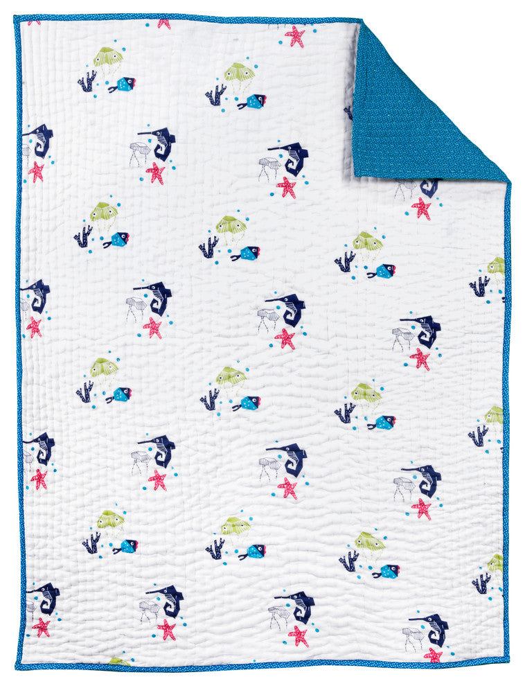 Nursery Works Oceanography Organic Cotton Hand-Quilted Blanket