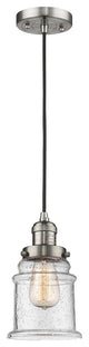 Canton 1-Light LED Mini Pendant, Brushed Satin Nickel, Glass: Seedy