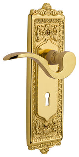 Egg & Dart Plate With Keyhole Manor Lever, Polished Brass, Left-Handed