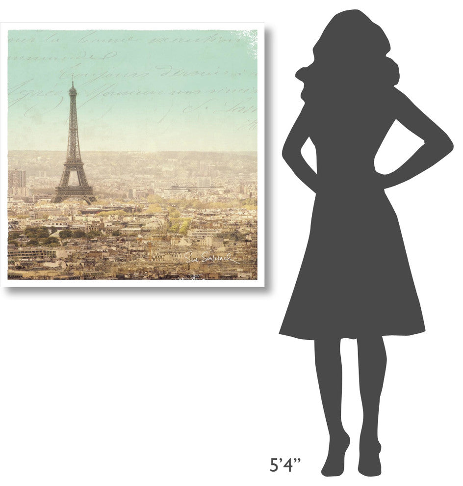 "Eiffel Landscape Letter Blue II" Digital Paper Print by Sue Schlabach, 38"x38"