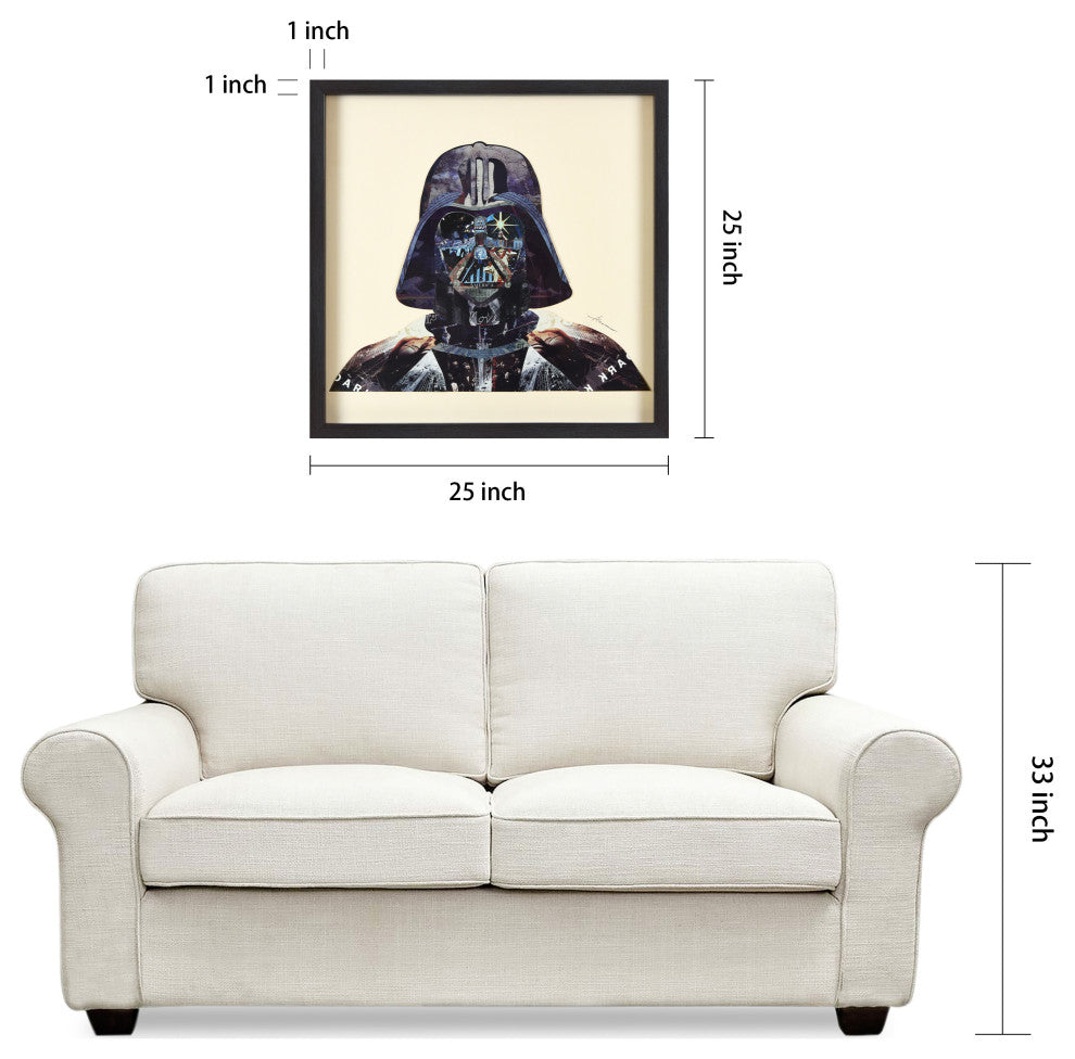 "Dark Side" Handmade Collage Framed Wall Art Under Glass Signed by Alex Zeng