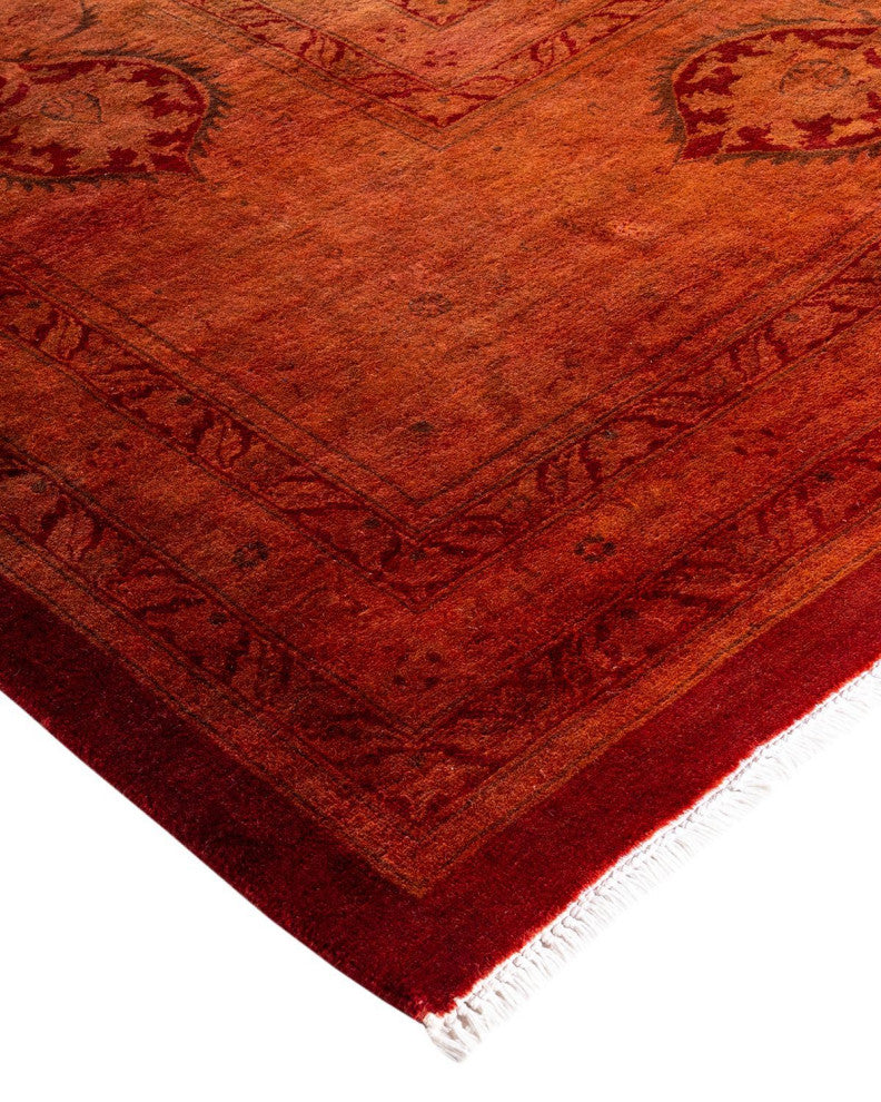 Overdyed, One-of-a-Kind Hand-Knotted Area Rug Orange, 12'4"x16'10"