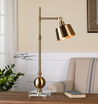 Laton Brushed Brass Task Lamp by Designer David Frisch