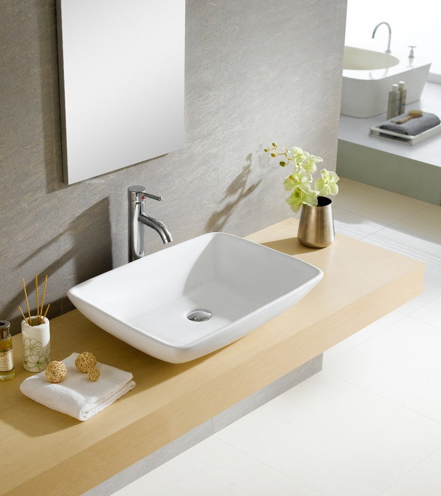 Fine Fixtures White Vitreous China Rectangle Vessel Sink