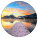Bled With Lake In Winter Slovenia, Bridge Round Metal Wall Art, 23"