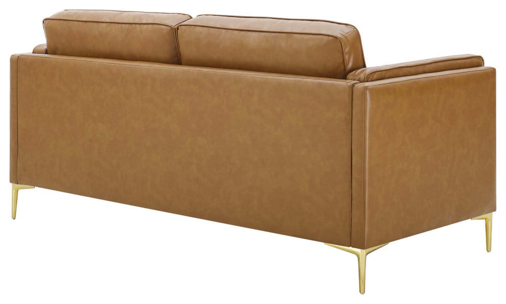 Kaiya Vegan Leather Sofa, Tan