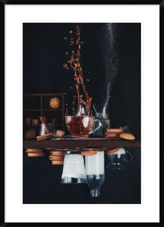 "Upside And Down Again (with Coffee)" Framed Print by Dina Belenko, 28"x38"
