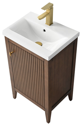 Vanity Art Freestanding Vanity, Walnut, 20", Single Sink, Golden Brushed