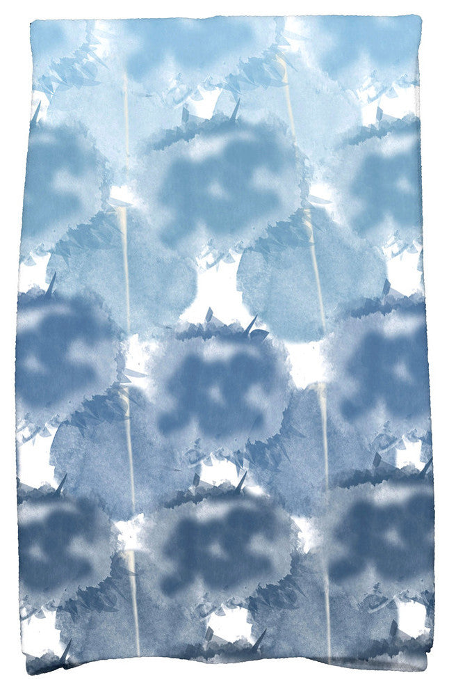Beach Clouds, Geometric Print Kitchen Towel, Blue
