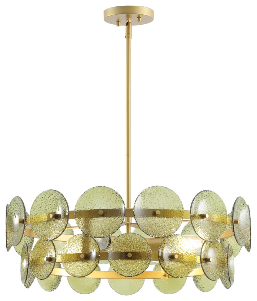 Safavieh Martini 4Lt 25" Chandelier, Green/Brass