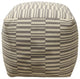 White Machine Woven Morningside Pouf, 18" Cube
