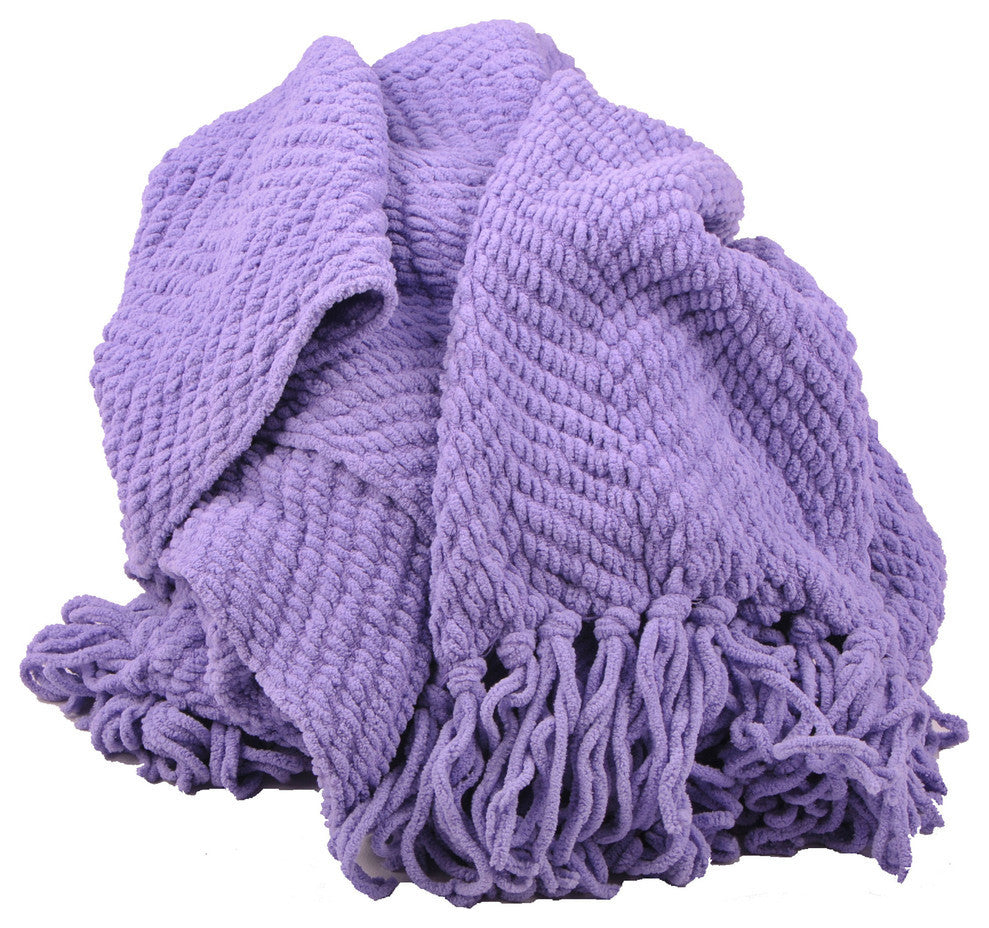 Tweed Knitted Throw Blanket, Paisley Purple, 50"x60"