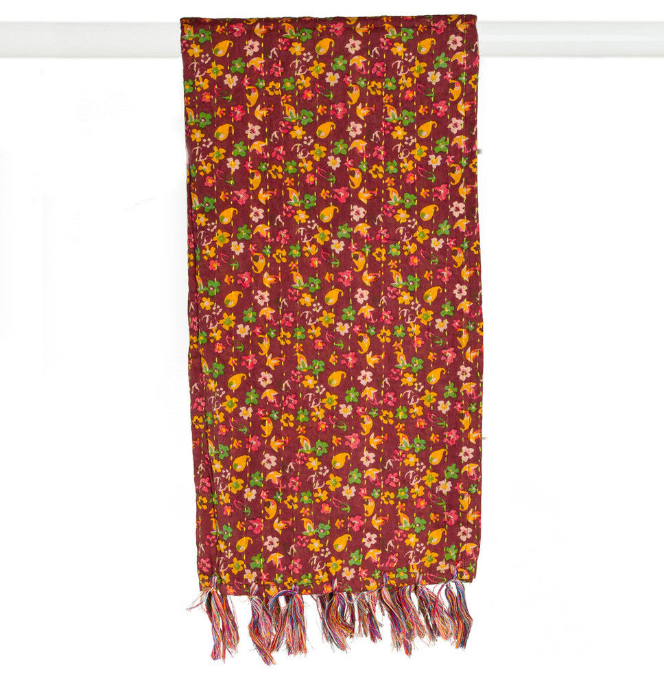 Kantha Cotton Bed Runner, 18"x72"