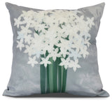 Paperwhites, Floral Print Pillow, Gray, 16" x 16"
