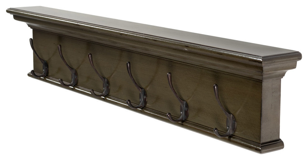 Rustic Antiqued Green Six Hook Hanging Coat Rack