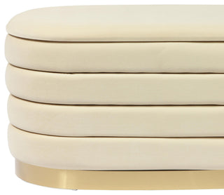 Lillian Cream Velvet Storage Bench - Cream