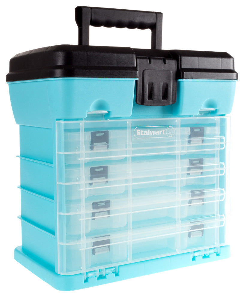 Storage Tool Box-Durable Organizer Utility Box-4 Drawers by Wakeman, Light Blue