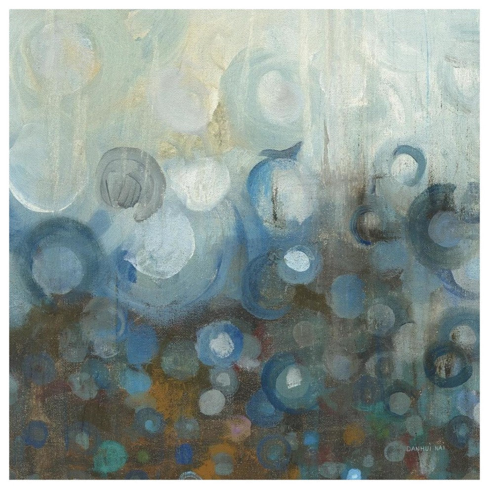 "Blue and Bronze Dots VII" Digital Paper Print by Danhui Nai, 38"x38"