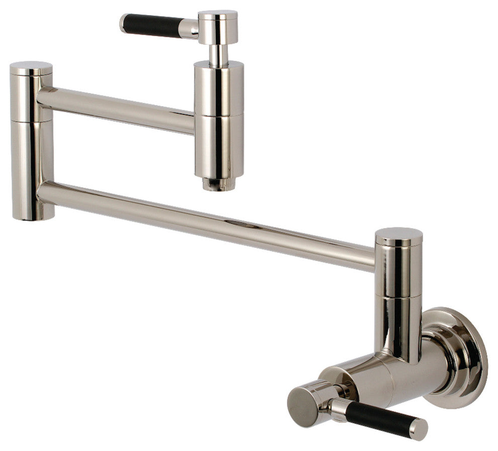 Kingston Brass Wall Mount Pot Filler Kitchen Faucet, Polished Nickel