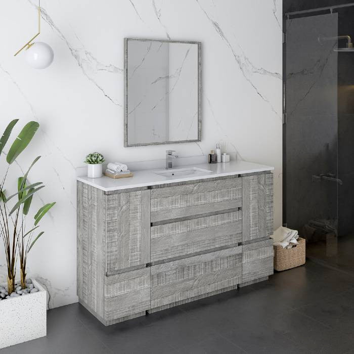 Fresca Formosa 54" Ash Single Sink Modern Bathroom Vanity Set, Faucet Fft1040ch