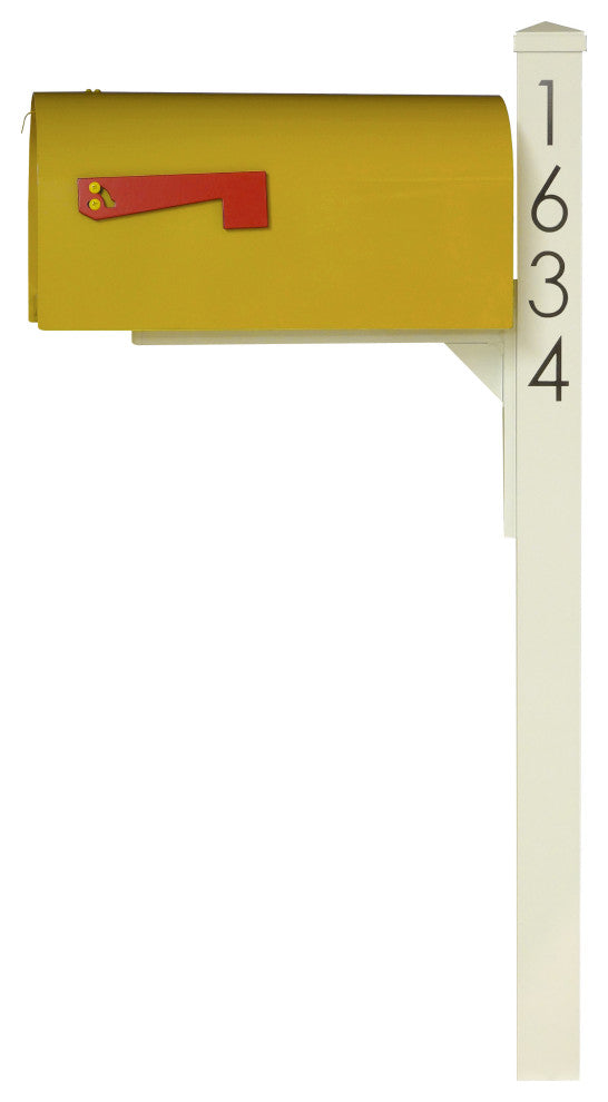 Mid Modern Rigby Curbside Mailbox and Post, Yellow