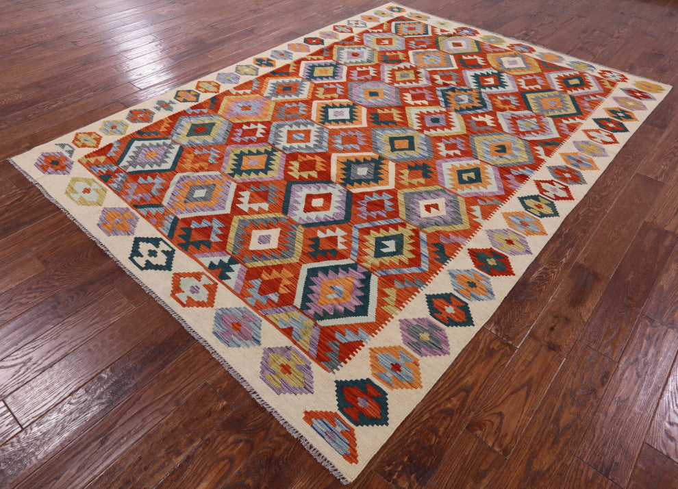 Kilim Flat Weave Reversible Rug 6' 10" X 9' 5" Q8501