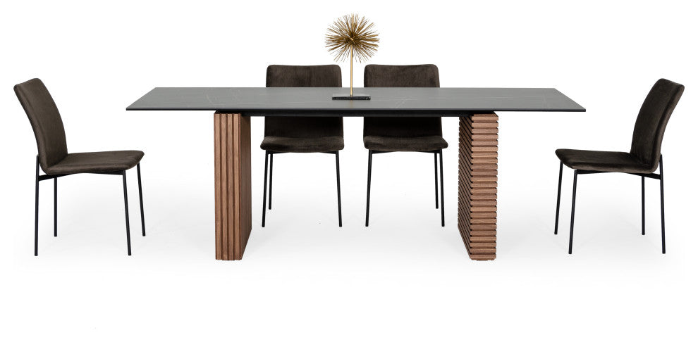 Modrest Maggie Modern Black and Brown Dining Chair, Set of 2