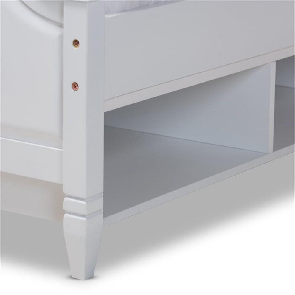 Elise Classic Traditional White Finished Wood Full Size Storage Platform Bed
