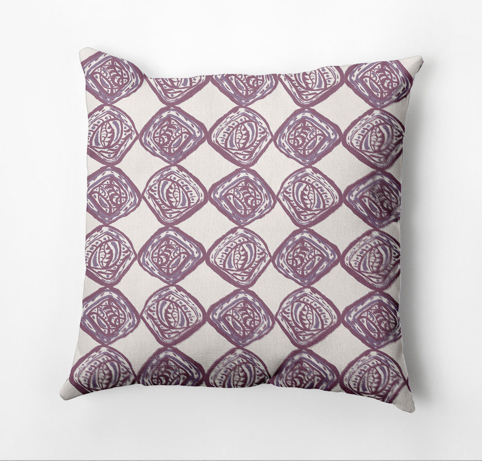 Cowry Check Pillow, Purple, 16"x16"