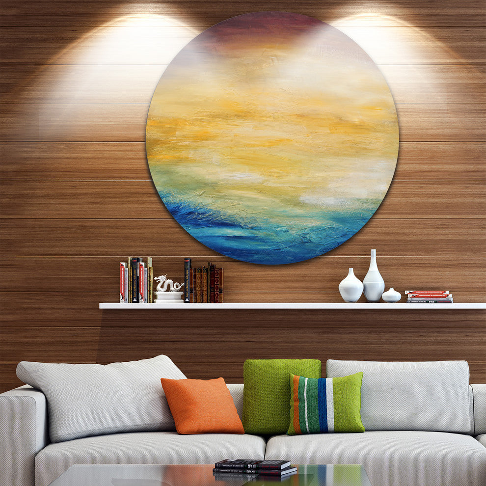 Abstract Water Sunset, Abstract Round Metal Wall Art, 11"