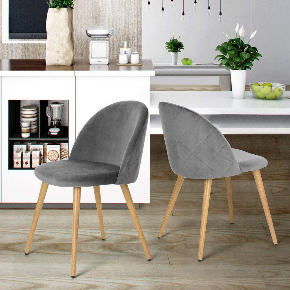 Mid-Century Padded Kitchen Dining Chairs with Solid Wood Legs