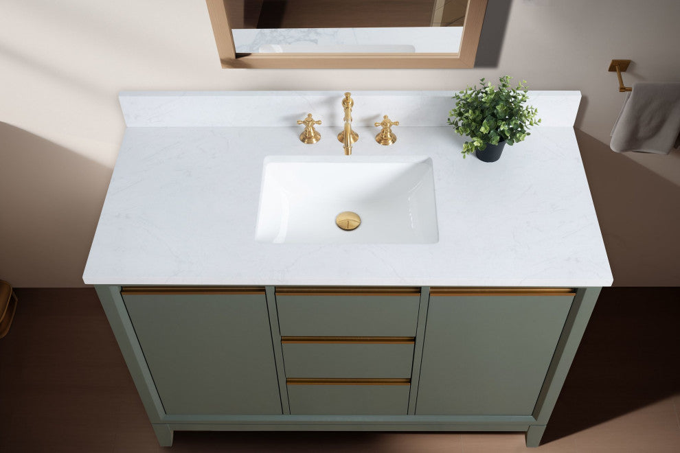 Vanity Art Bathroom Vanity With Sink, Vintage Green, 48" Single