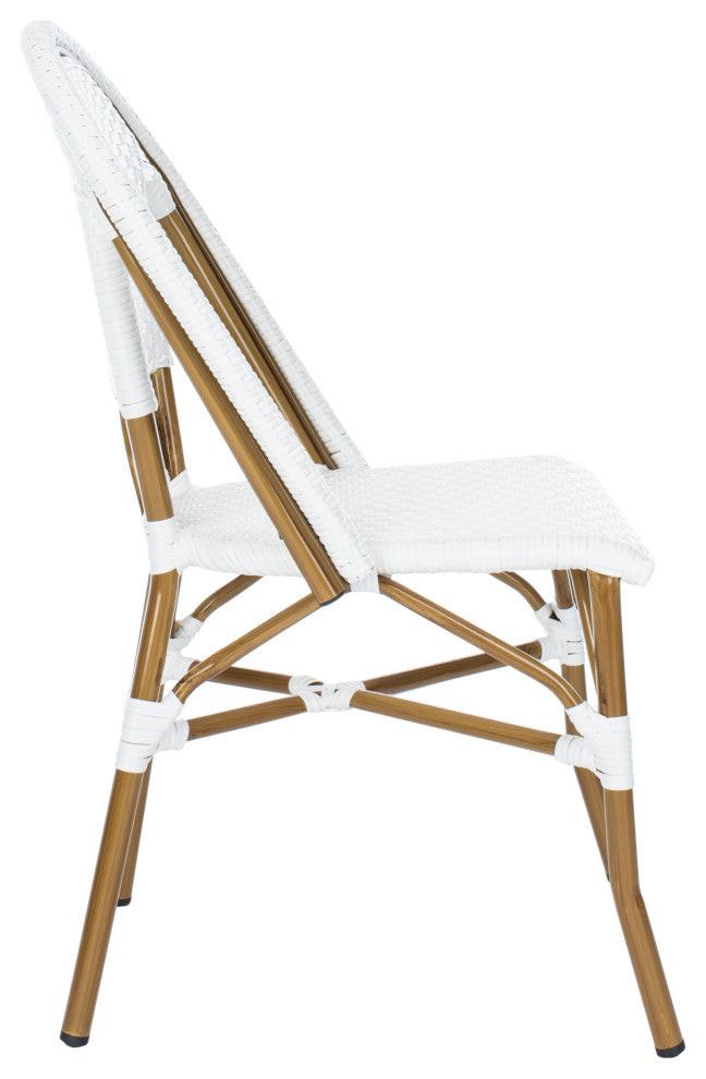 Safavieh Salcha Indoor-Outdoor Stackable Side Chairs, Set of 2, White/Light Brown