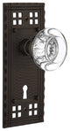 Craftsman Plate With Round Clear Crystal Knob, Oil-Rubbed Bronze