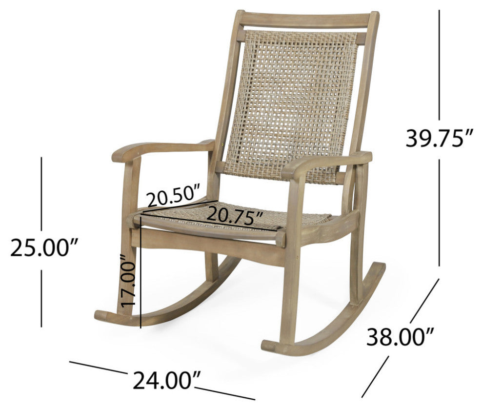 Lucas Outdoor Rustic Wicker Rocking Chairs, Set of 2