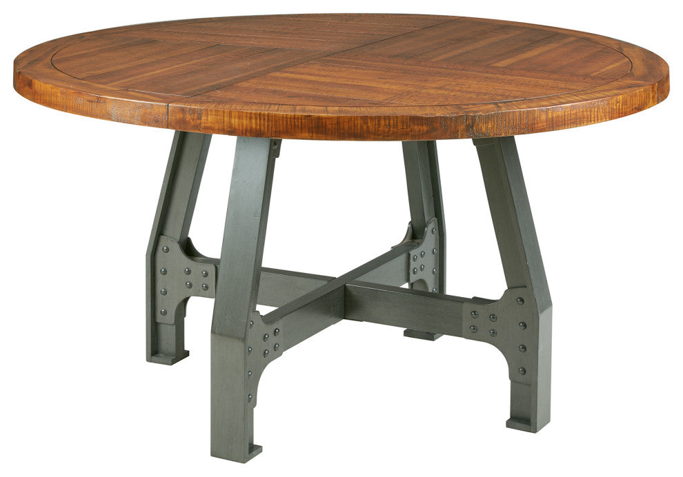 INK+IVY Lancaster Industrial Dining Table, Amber, Round Dining Set