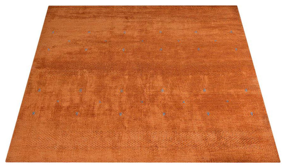 HAND KNOTTED LOOM WOOL ECO-FRIENDLY AREA RUGS - Square, Orange, Contemporary