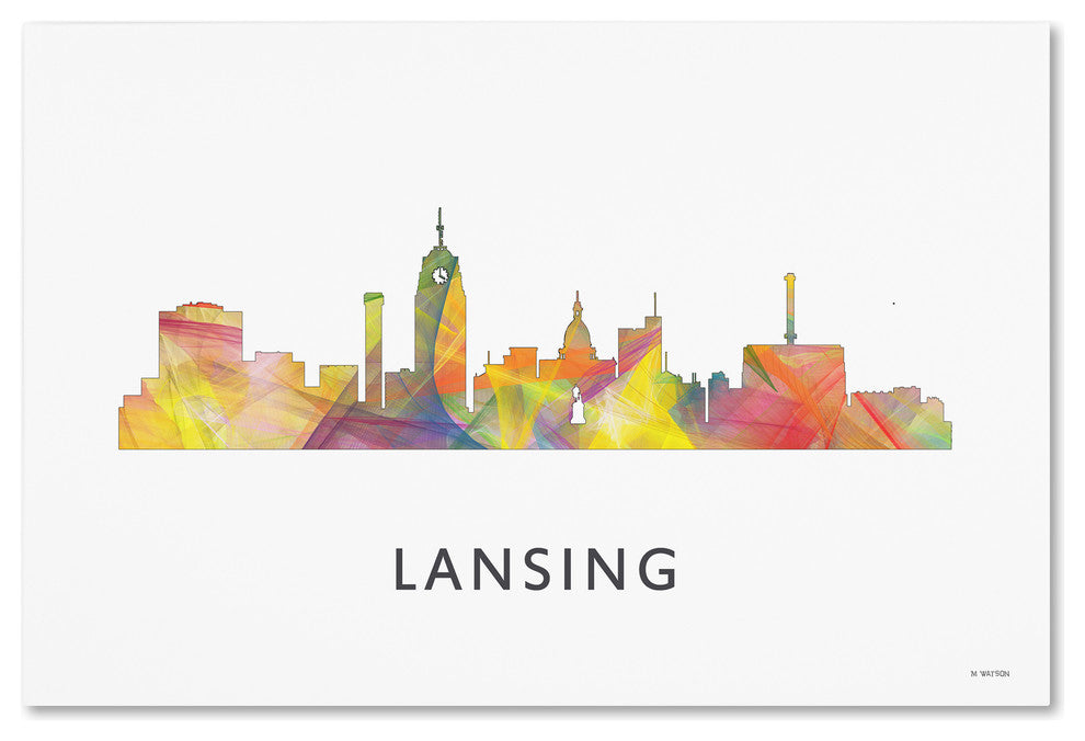 ''Lansing Michigan Skyline Wb-1'' Canvas Art, 32x22