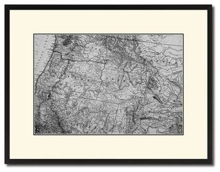 US Pacific Northwest Map Print On Canvas With Black Custom Frame, 16" X 21"