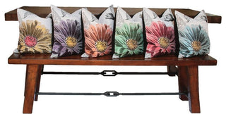 Flower Emboridery Collection with Feather Filled Pillow, Coral, 18"x18"