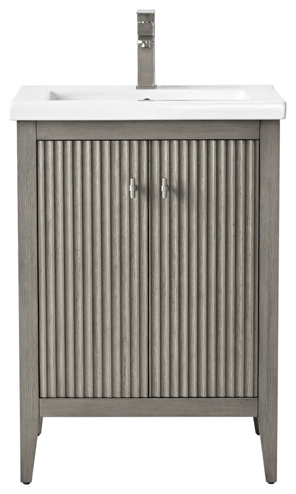 Vanity Art Freestanding Vanity, Driftwood Gray, 24", Single Sink, Brushed Nickel