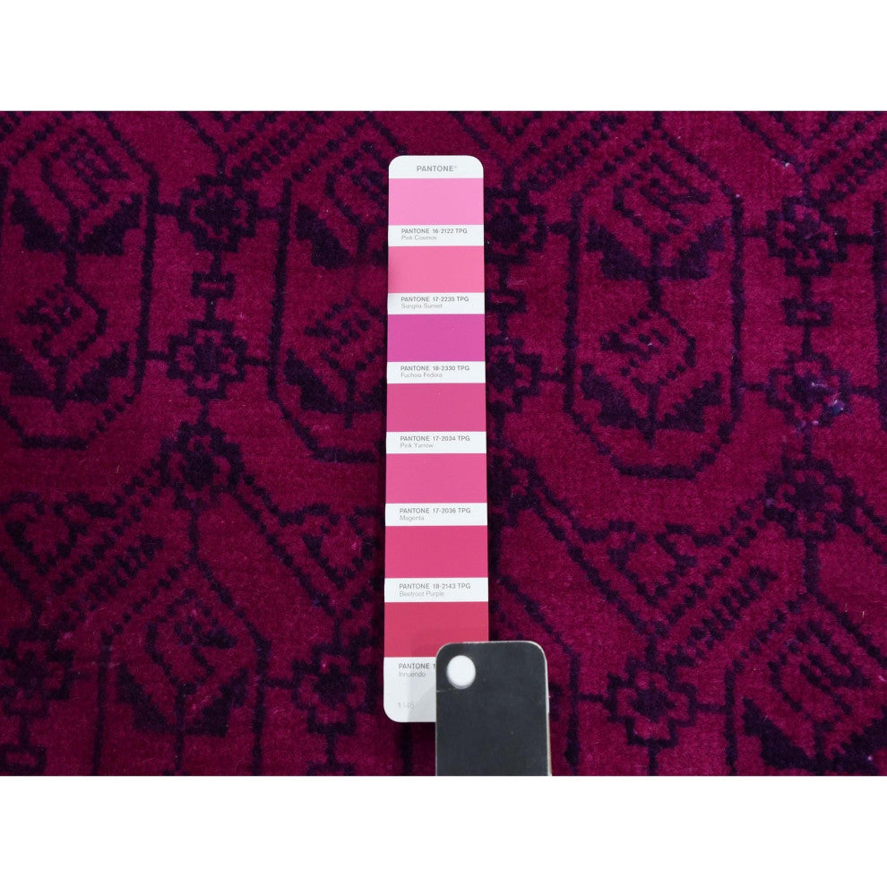 Overdyed Pink, 100% Cotton Hand Knotted Agra Design Rug, 8'0"x9'7"