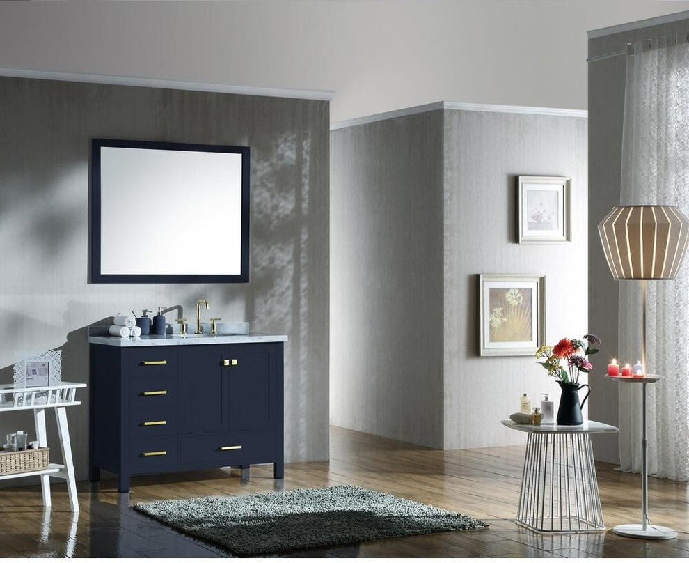Ariel Cambridge 43" Single Sink Vanity Set, Midnight Blue, Rectangular Sink With