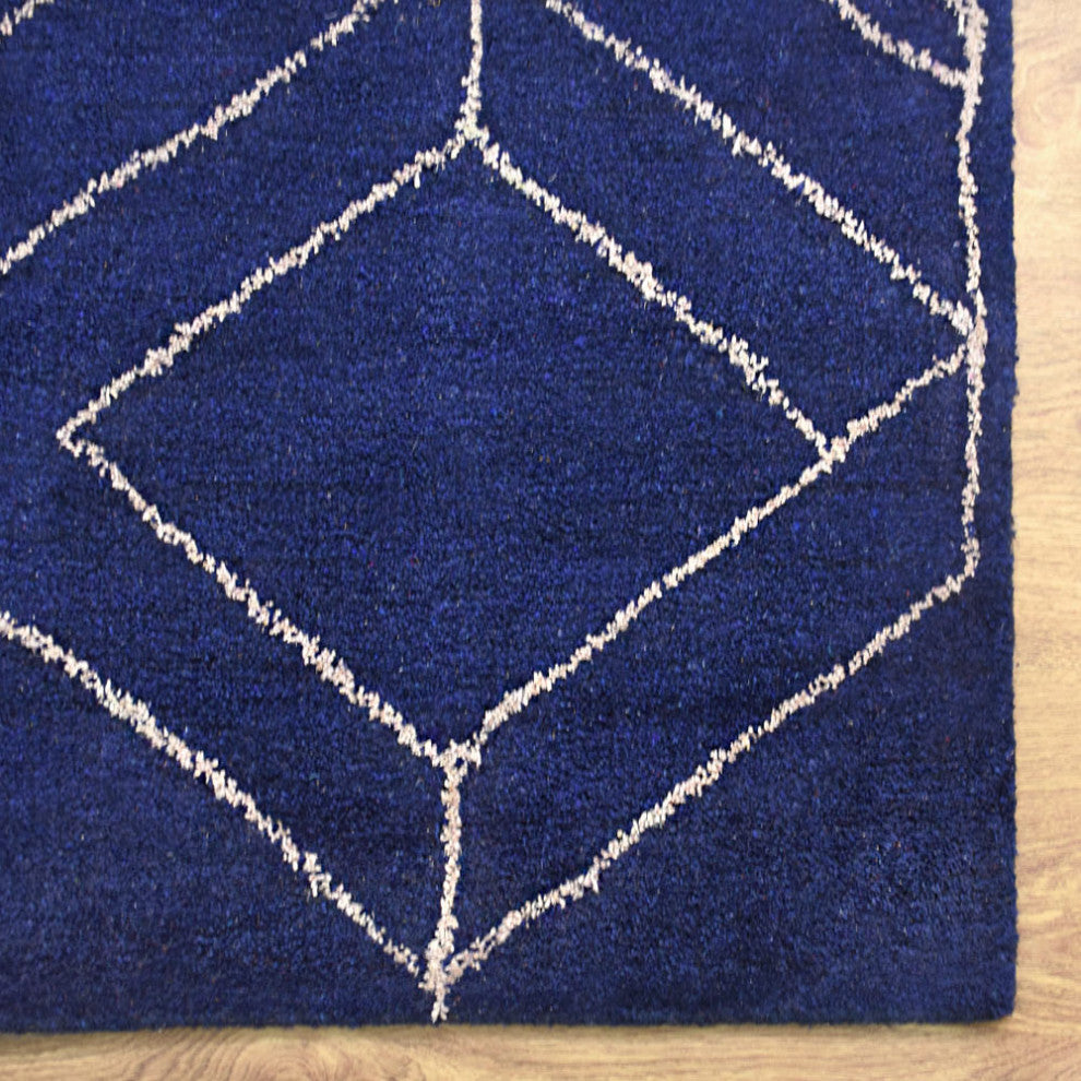 HAND KNOTTED LOOM SILK ECO-FRIENDLY RUGS-6'x9',Rectangle,Blue Beige,Geometric