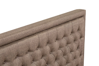 2Pc Bedroom Set, 1 Platform Queen Bed Frame Brown Padded, 1 Nightstand